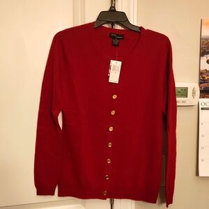 Grace Women's Red Buttoned Cashmere Sweater Size M NWT